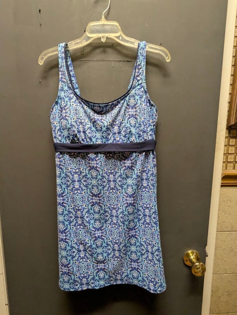 Lands' End Blue Size 10 D Tankini Swimsuit Dress Top Only Adjustable Straps